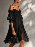 Alessandra | Bequemes schwarzes Spitzenkleid