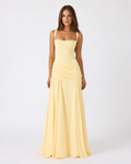 Babette | Maxikleid mit eckigem, gerafftem Ausschnitt