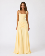 Babette | Maxikleid mit eckigem, gerafftem Ausschnitt