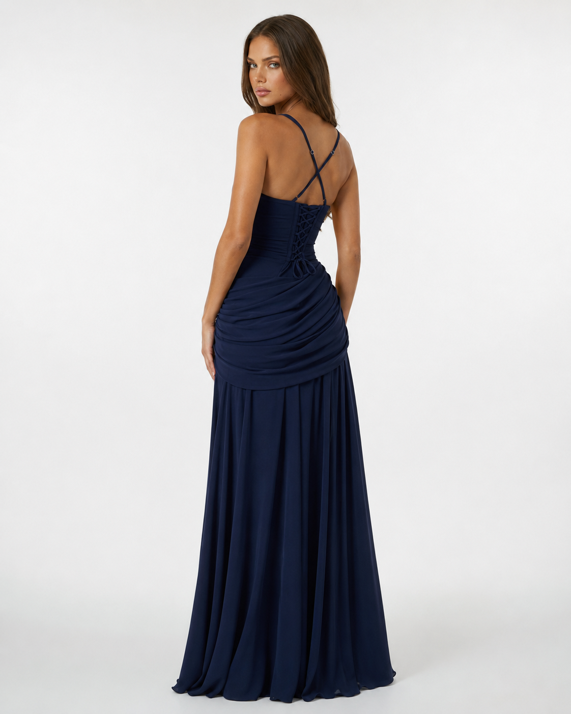 Babette | Maxikleid mit eckigem, gerafftem Ausschnitt