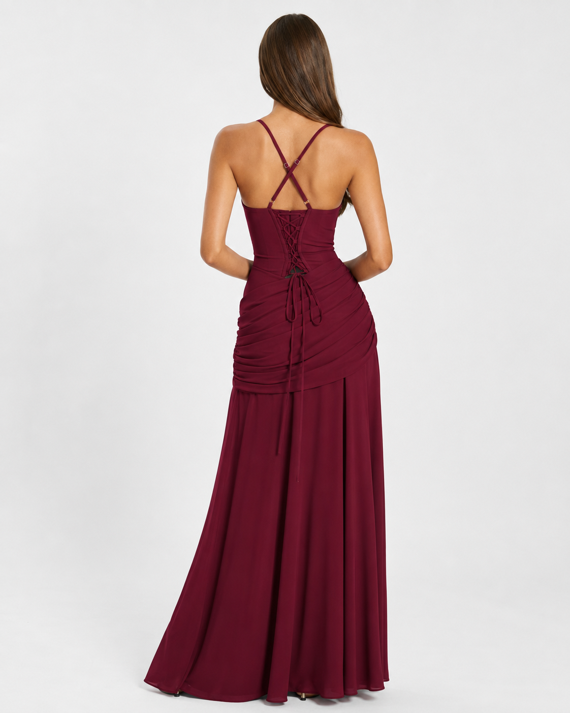 Babette | Maxikleid mit eckigem, gerafftem Ausschnitt