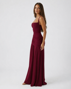 Babette | Maxikleid mit eckigem, gerafftem Ausschnitt