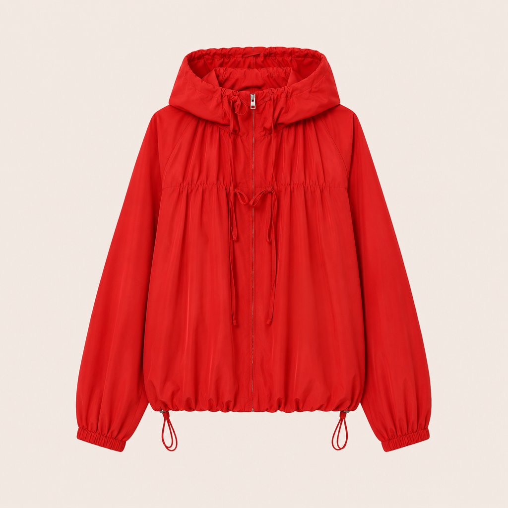 Oversize-Windjacke mit Kapuze | Reißverschluss, Kordelzüge