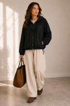 Oversize-Windjacke mit Kapuze | Reißverschluss, Kordelzüge