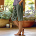 Capri-Hose aus Leinen-Baumwoll-Mix