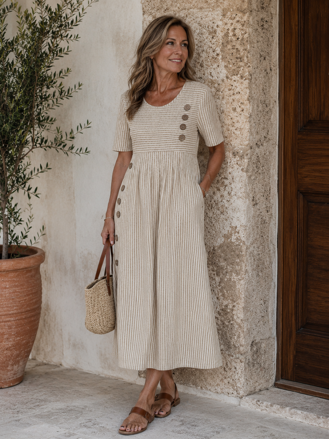 Julia | Gestreiftes Midikleid
