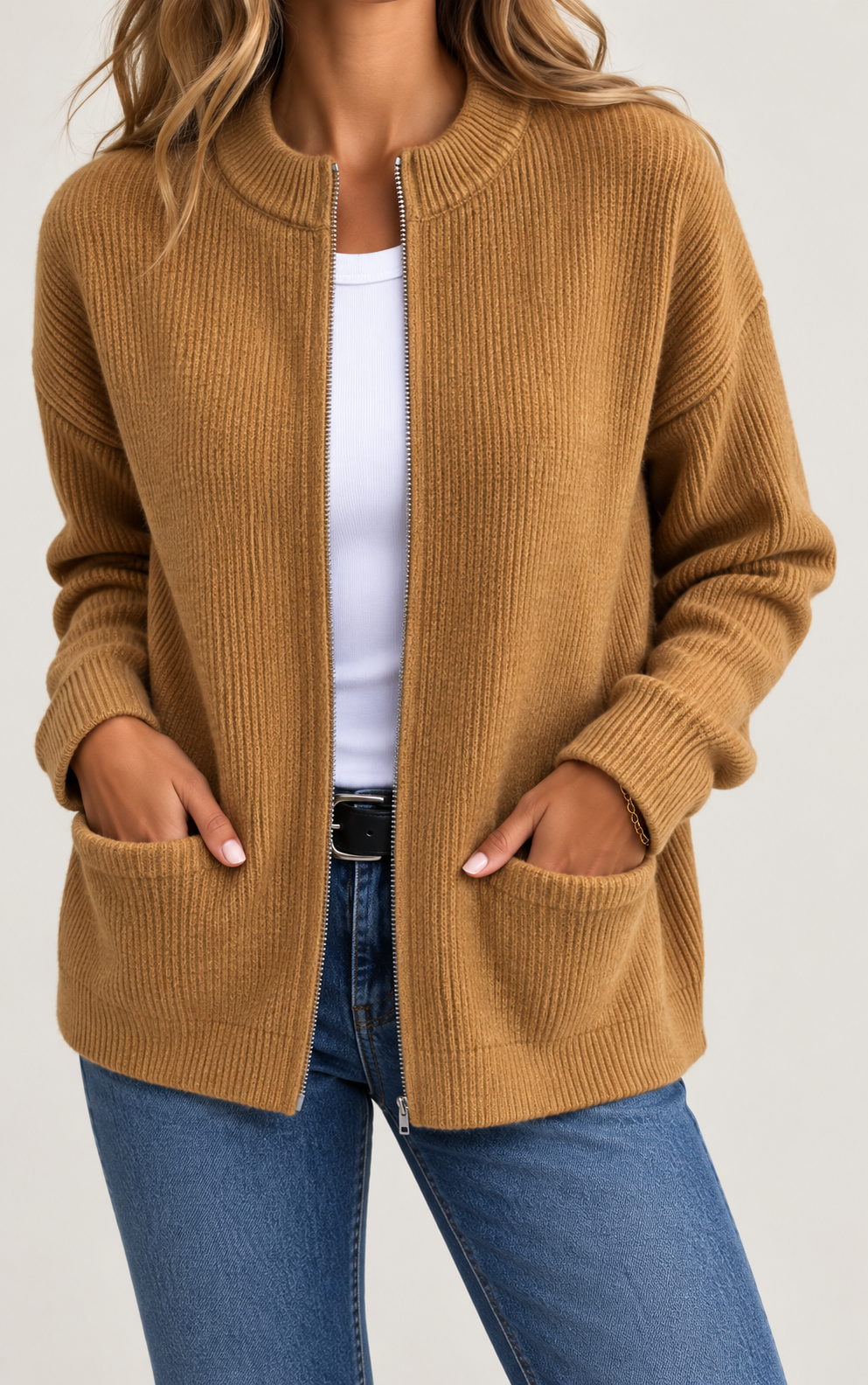 Carina | Elegante Strickjacke mit Stehkragen