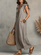 Violeta | Boho-Maxikleid aus Leinen