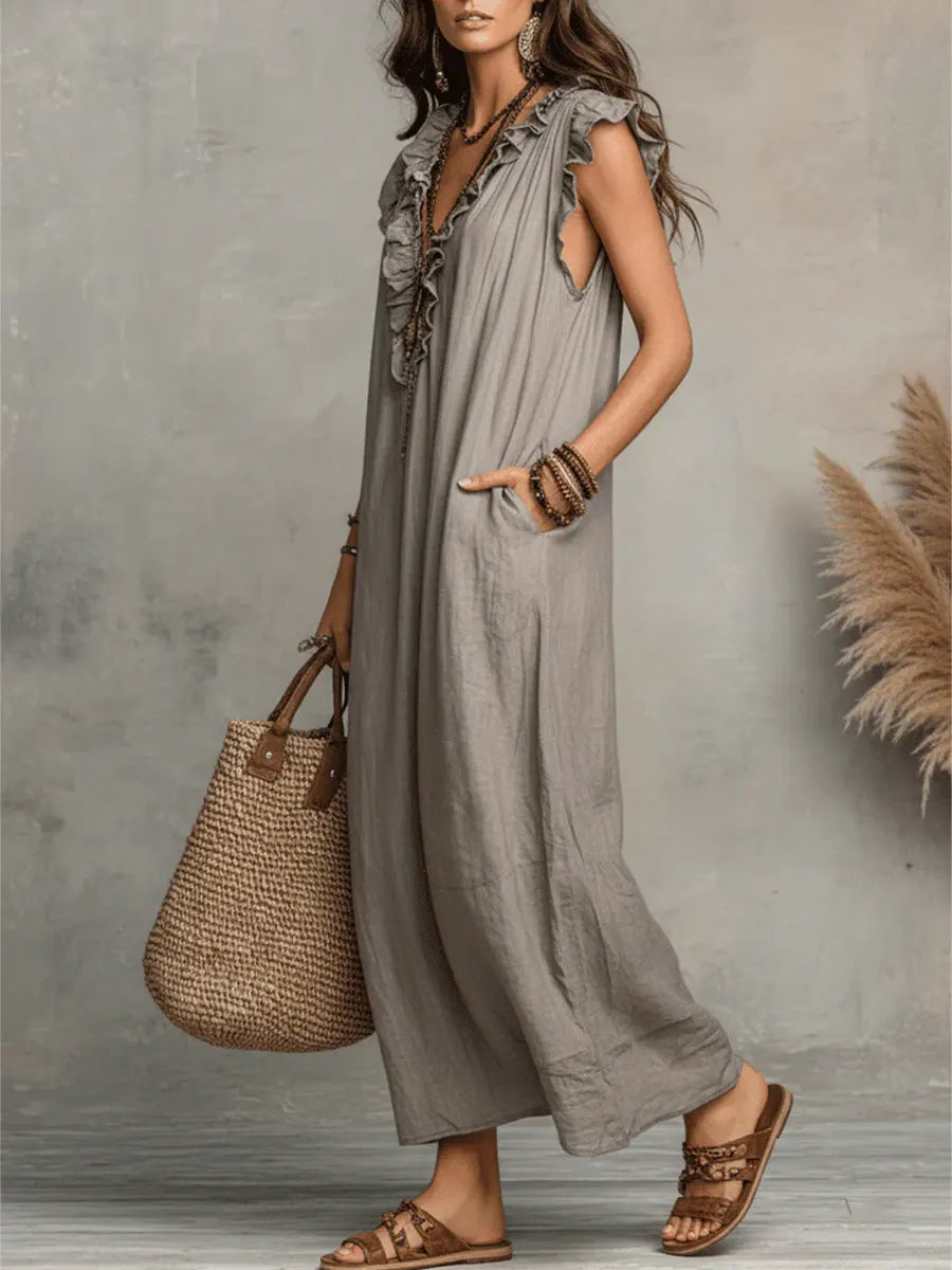 Violeta | Boho-Maxikleid aus Leinen