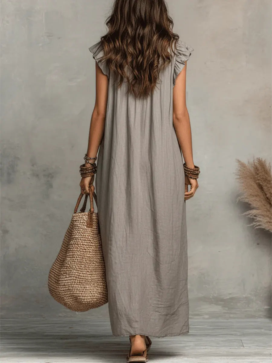 Violeta | Boho-Maxikleid aus Leinen