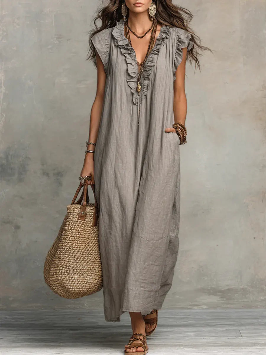 Violeta | Boho-Maxikleid aus Leinen